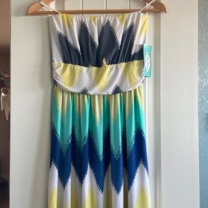 NWT M Filly Flair Strapless Chevron Maxi